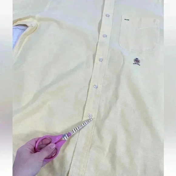 Vintage Tommy Hilfiger Men’s Yellow Long Sleeve Button Down Shirt S relaxed fit - Picture 12 of 15